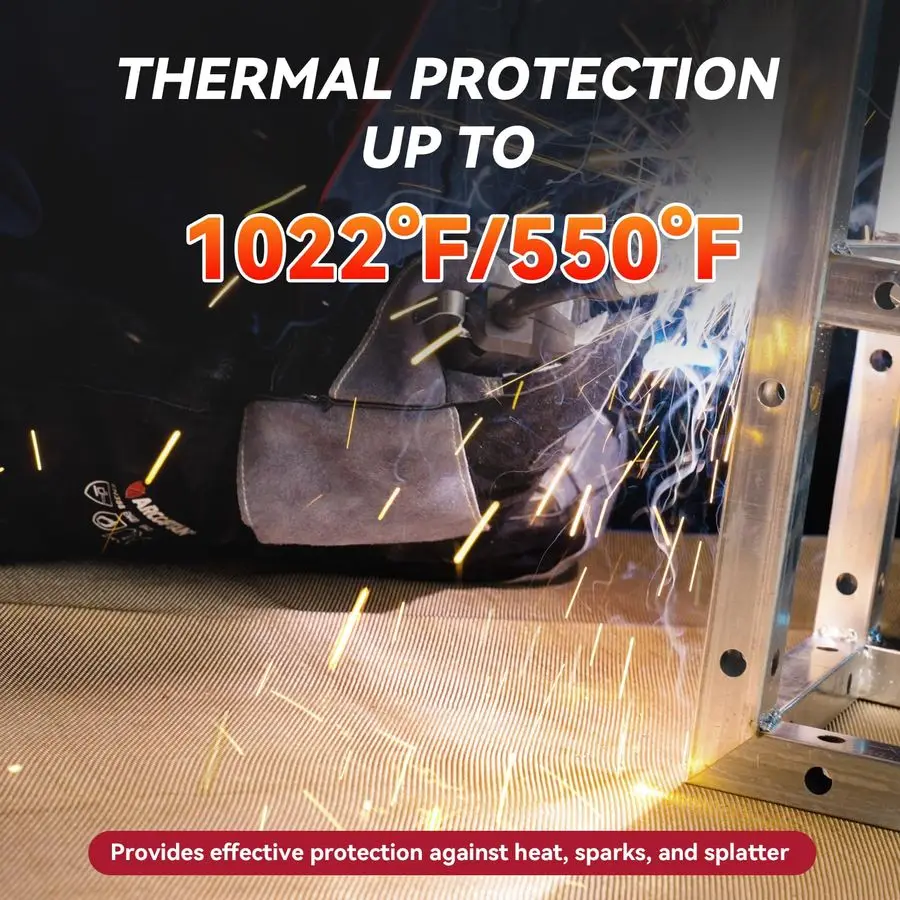 بطانية لحام 10 × 10 قدم، بطانيات لحام من الألياف الزجاجية شديدة التحمل 1022 F مقاومة للحرارة، مقاومة للحريق 850GSM سميكة، حرارية #2