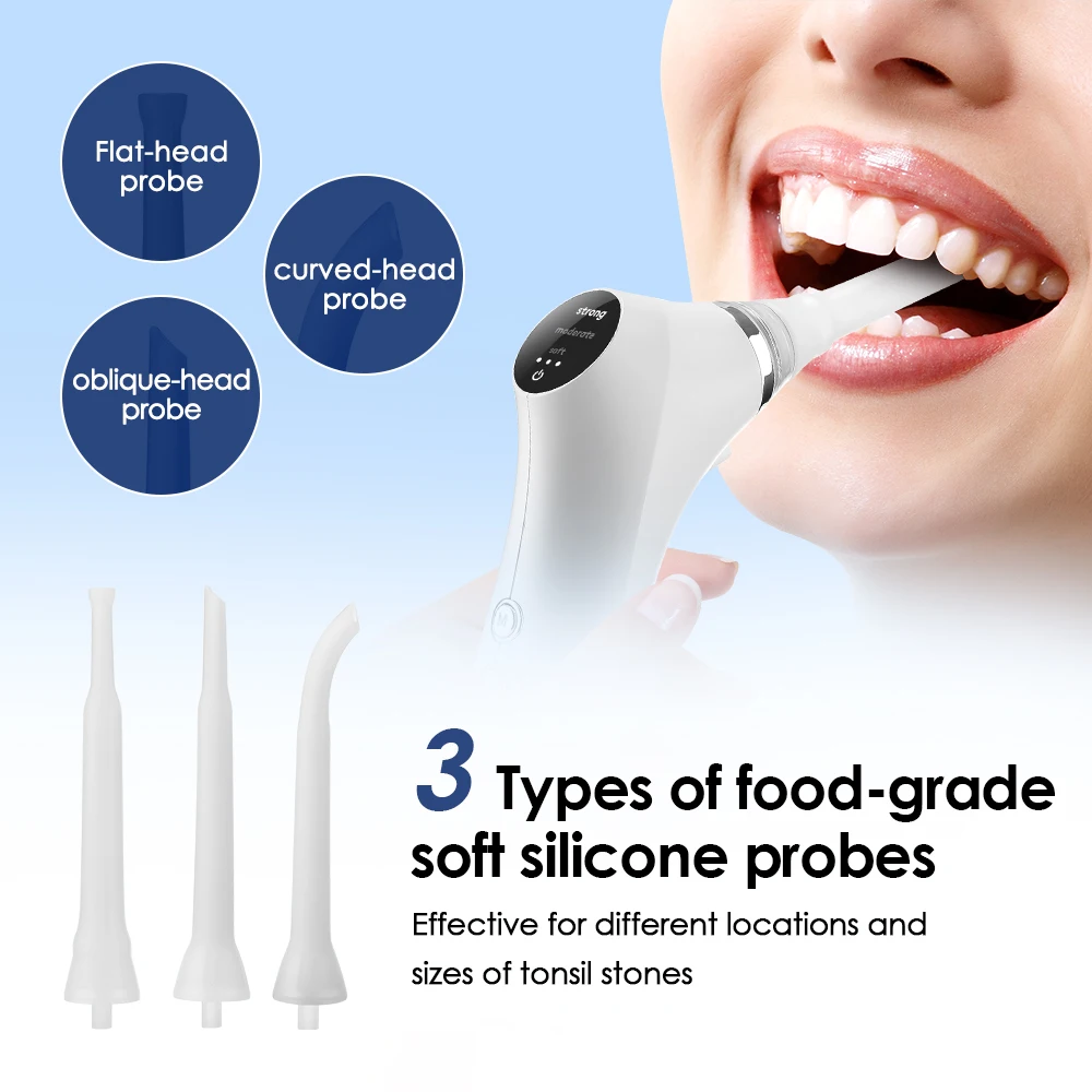 สูญญากาศอิเล็กทรอนิกส์ Tonsil Stone Remover ชุด LED Light 3 โหมด Tonsil Stone CLEANER เครื่องมือทําความสะอาดปาก Oral Fresh Care