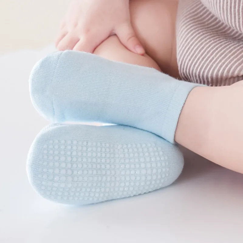 6Pairs Spring Autumn Baby Socks Toddler Anti-slip Children Solid Stripe Floor Sock Indoor Floor Warm Socken For 0-5Years
