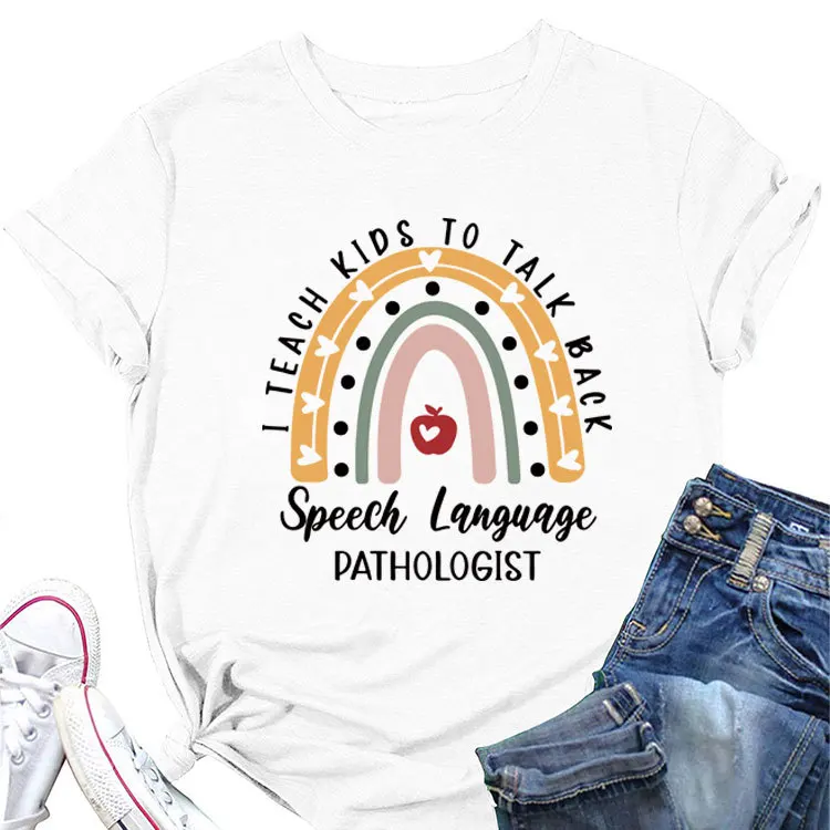 The new Rainbow Bridge Short T-shirt encourages children to speak the best gift Harajuku Cotton 100% trend casual clothes