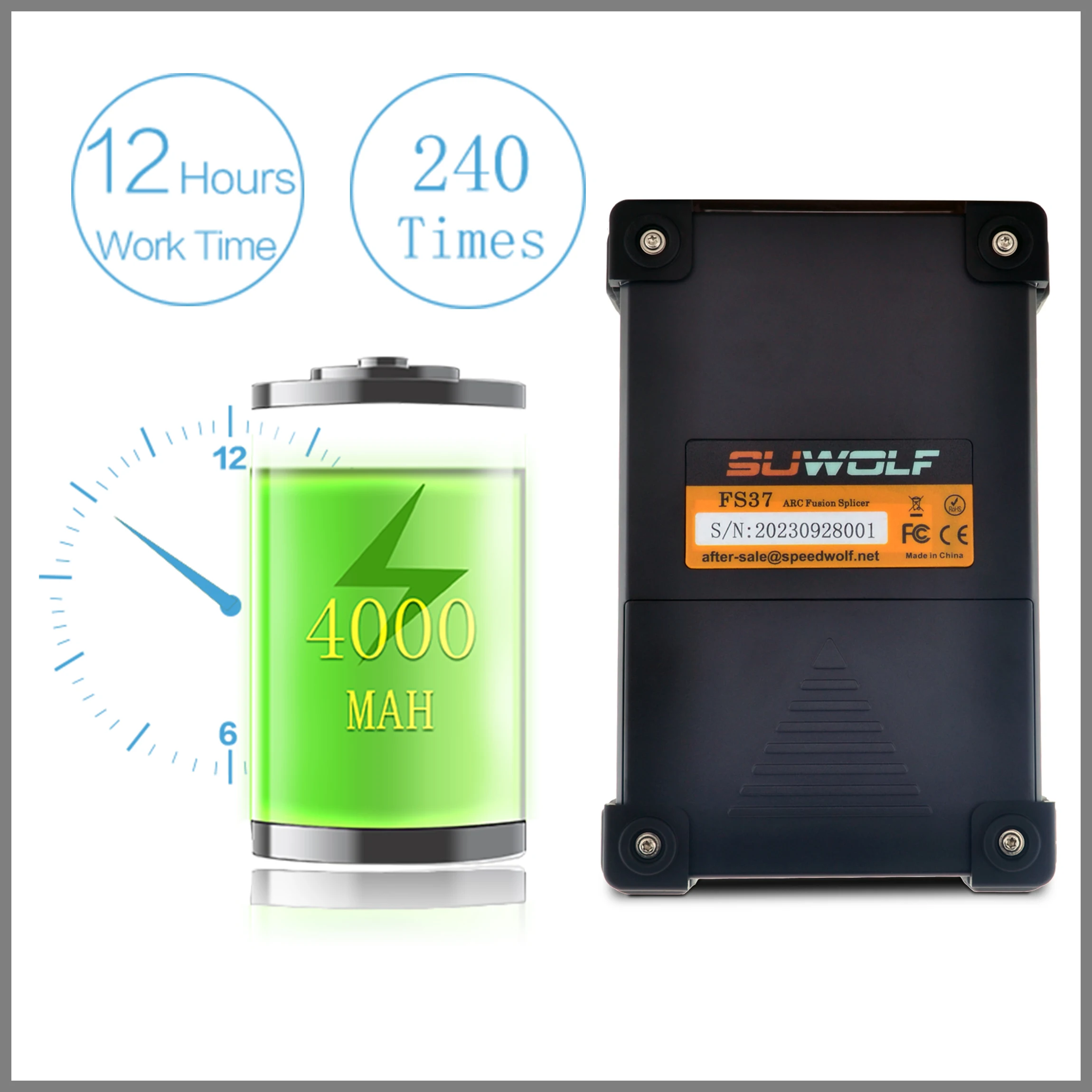 SUWOLF 4.3 بوصة تعمل باللمس LCD آلة ربط الألياف البصرية عالية الدقة لألياف SM، MM، NZ-DS، ألياف EDF (FS37)