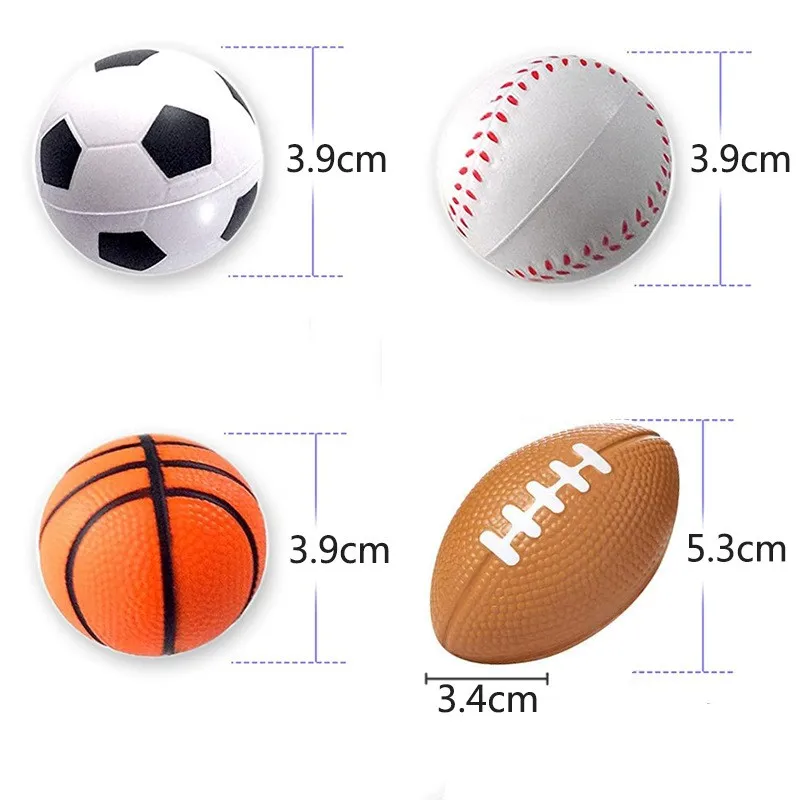 Mini Balle Souple à Presser en Éponge Souple pour Enfant, Football, Basket-ball, Rugby, Jouets d'Extérieur Antistress, 12 Pièces