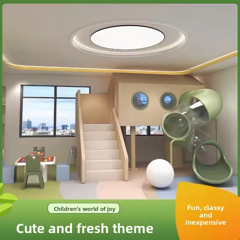 Indoor children's playground Large and small equipment Overhead floor Parent-child restaurant Slide facilities