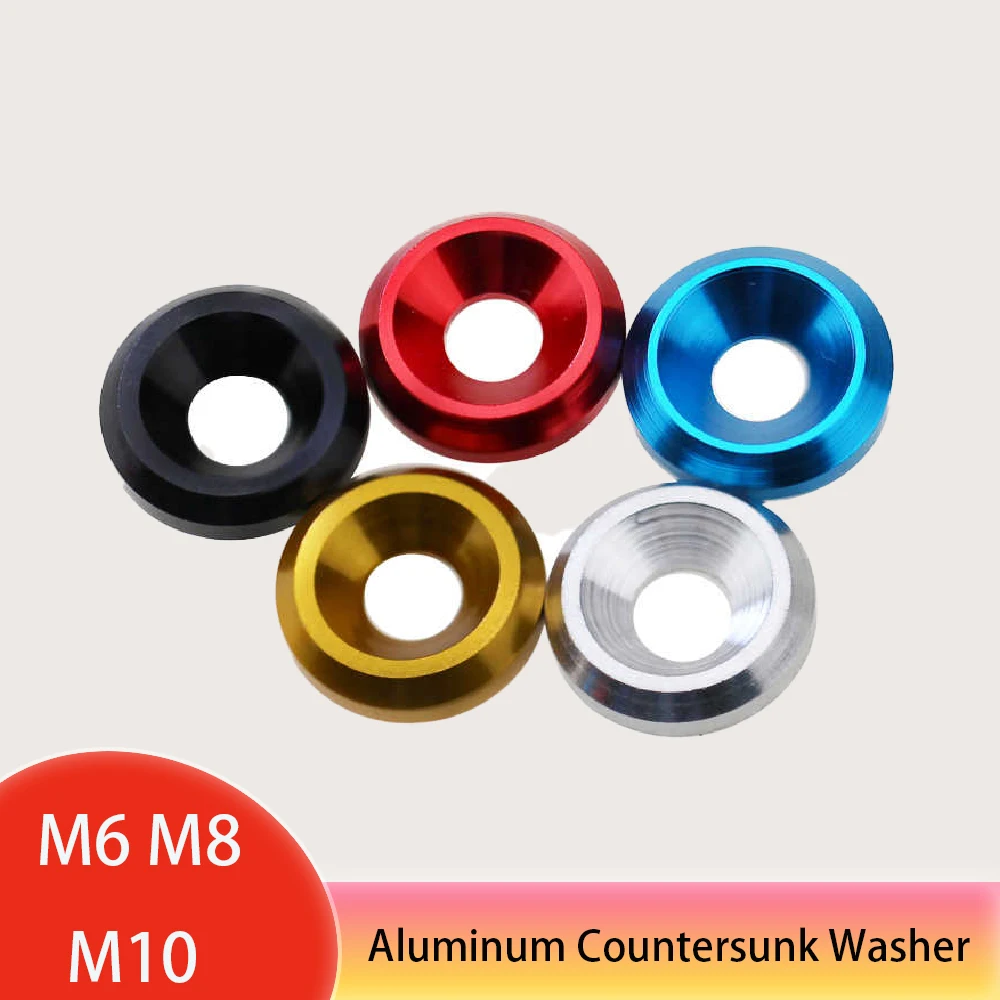 5-10Pcs Aluminum Countersunk Washer M6 M8 M10 Colourful Anodized Umbrella Flat Head Screw Conical Gasket Thickness 4/5/6/8mm