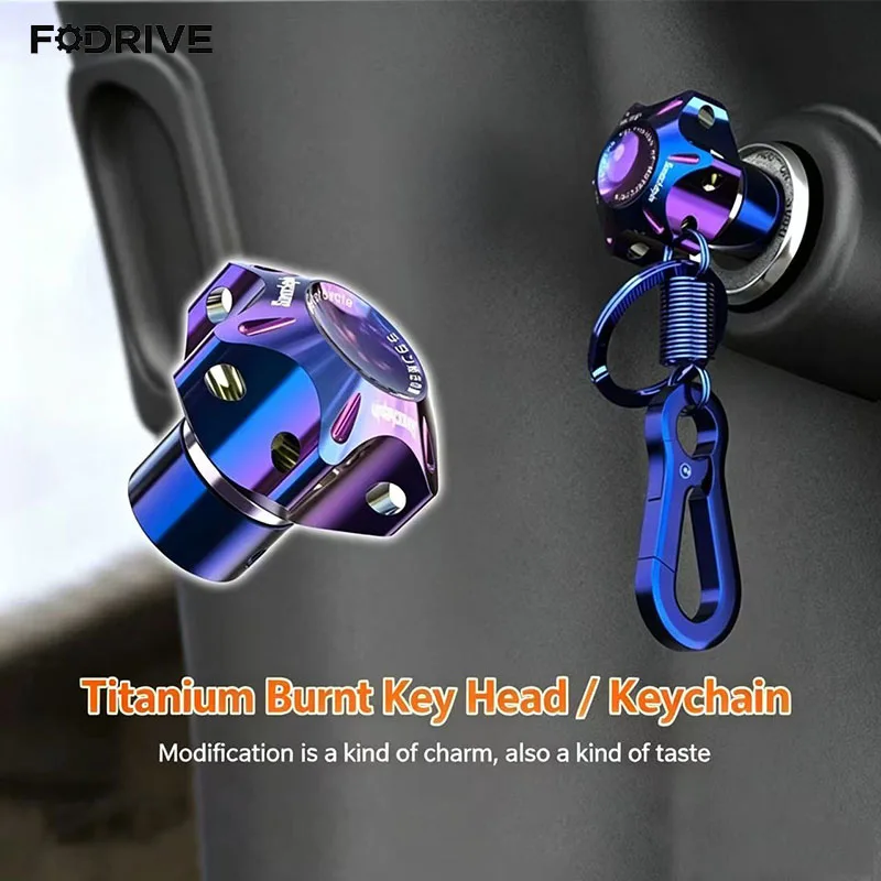 Motorcycle CNC Hexagon Burned Titanium Key Cover Head Case Shell Cafe Racer Modified Burn Blue Key Bit Motorcycle Accessories