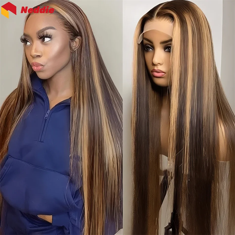 

200 Density Brazilian 13x6 Lace Frontal Human Hair Wig for Women Highlight Straight Preplucked Cheap Free Wigs on Sale Clearance