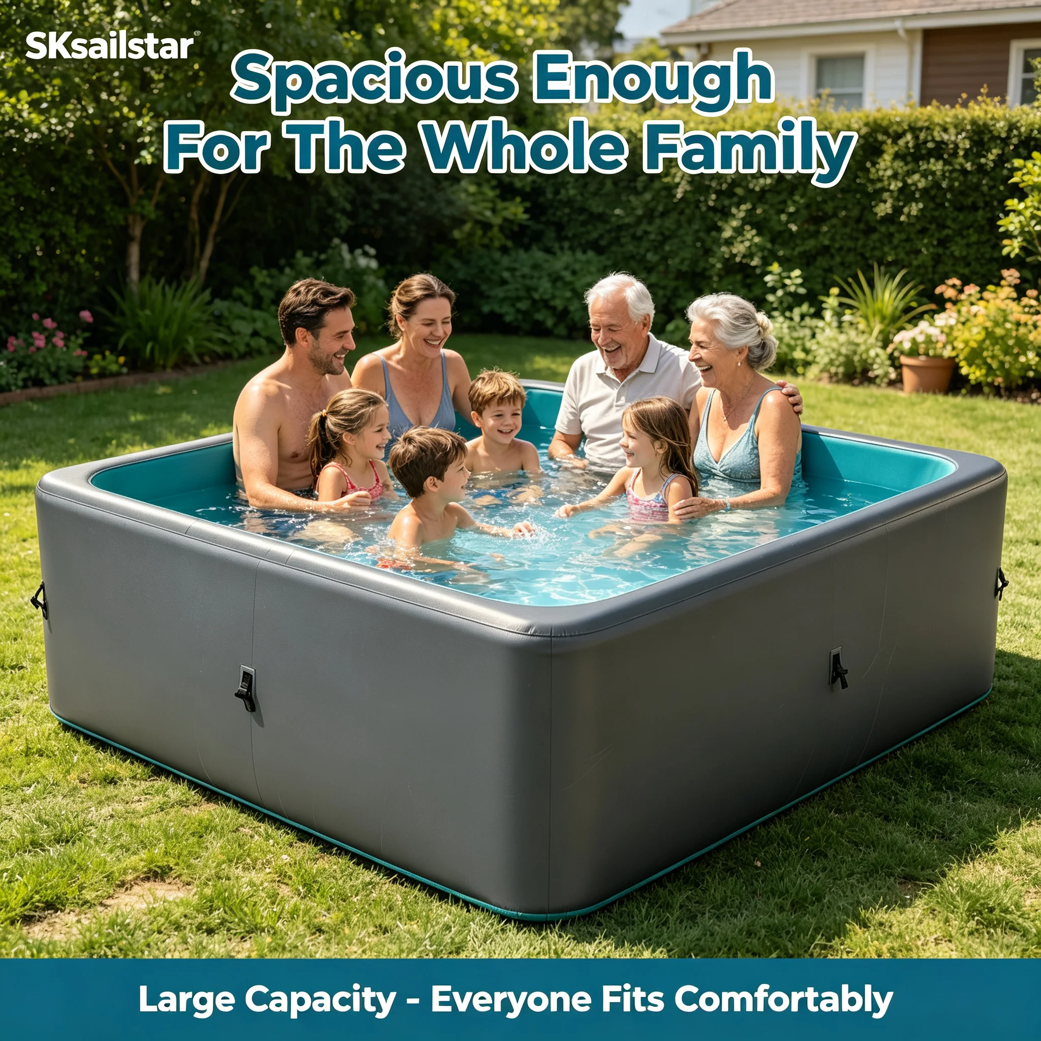 Thick PVC Anti Crease Outdoor Backyard Family Water Pool Foldable Drop Stitch DWF Rectangular Inflatable Swimming Pool