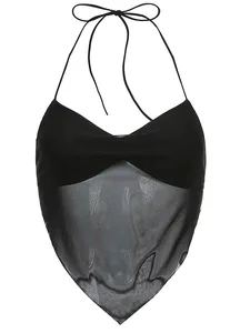 Flower Printing V-Neck Lace-Up Midriff Crop Tops Summer Women Casual Wild Home Clothing Streetwears 10 best sales tianhou silk quilt - №1