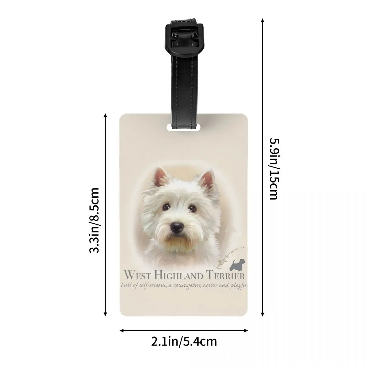 Custom Westie Luggage Tag for Travel Suitcase West Highland White Terrier Dog Privacy Cover Name ID Card