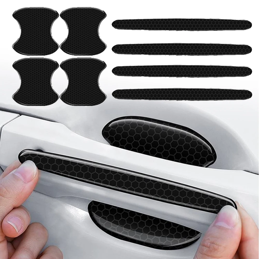 

4Pcs Car Door Handle Bowl Scratch Protective Stickers Car Handle Sticker Anti-collision Protection Strip Exterior Accessorie