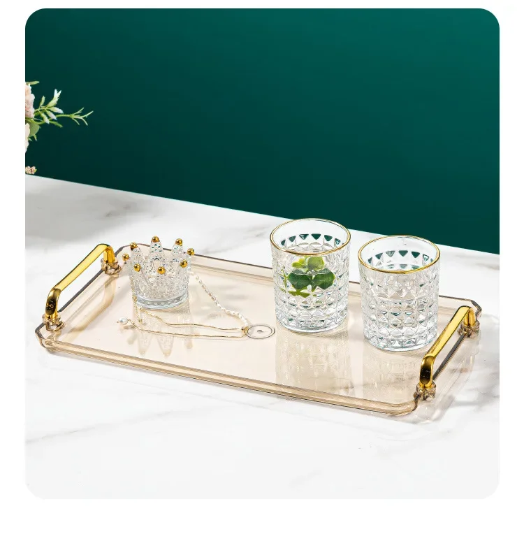 Rectangular Tray, Light Luxury European Style Household Tea Cup, Water Cup, Tea Plate, Plastic Handle Plate In Beauty Salon