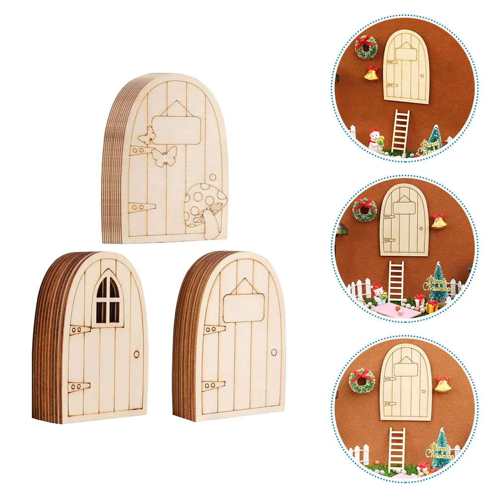 

30 Pcs Blank Wooden Elven Gate Child Decoration Mini House Accessory Miniatures