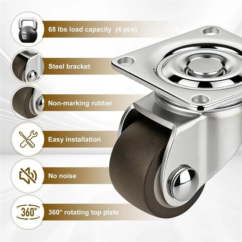 ABAE-For Furniture& Appliances Compatible 12 Pack Mini Caster Wheels 1/2 Inch, 360° Swivel Low Profile Casters Self-Adhesive Pas