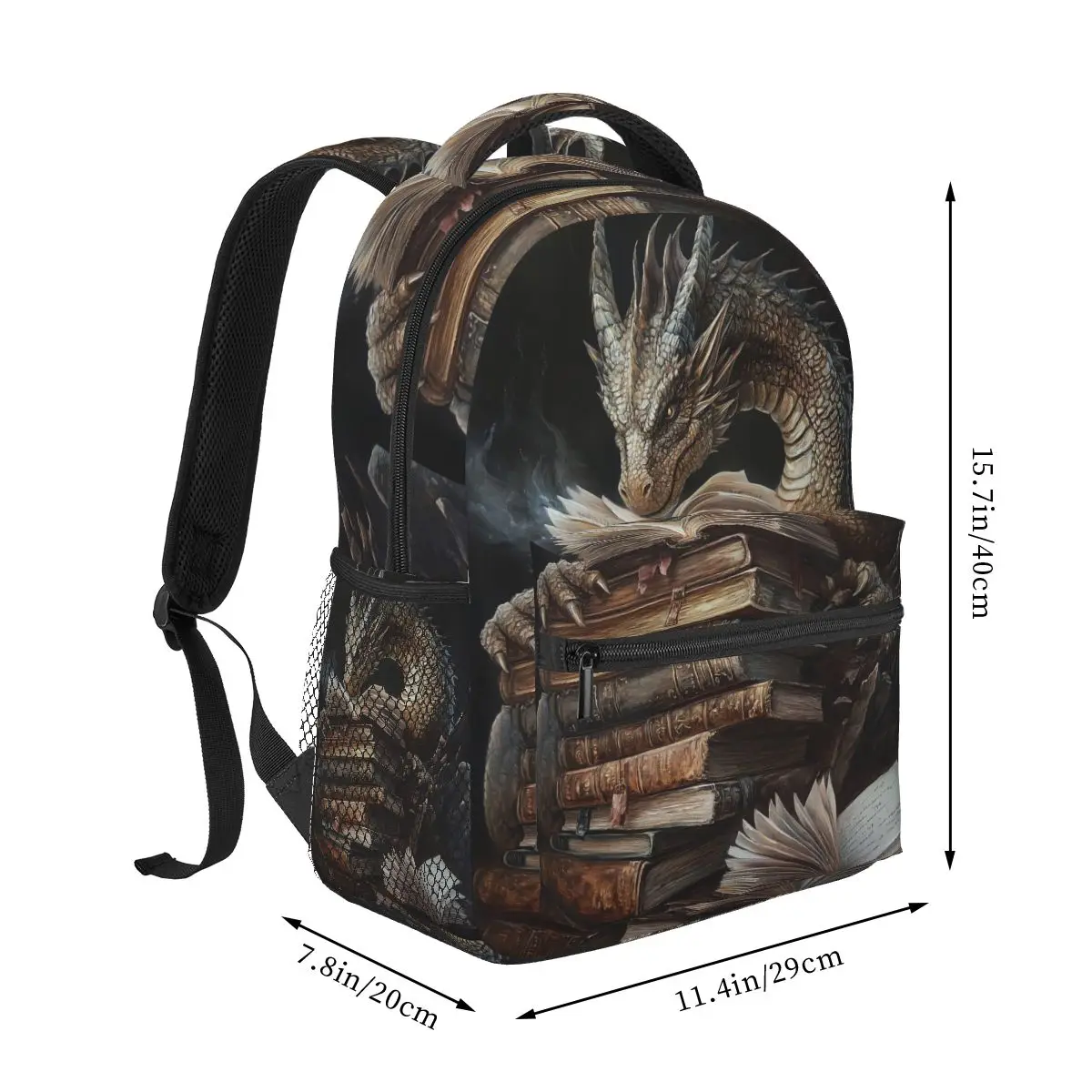 Book And Sleeping Dragon Backpacks Boys Girls Bookbag Students School Bags Cartoon Laptop Rucksack Shoulder Bag Large Capacity