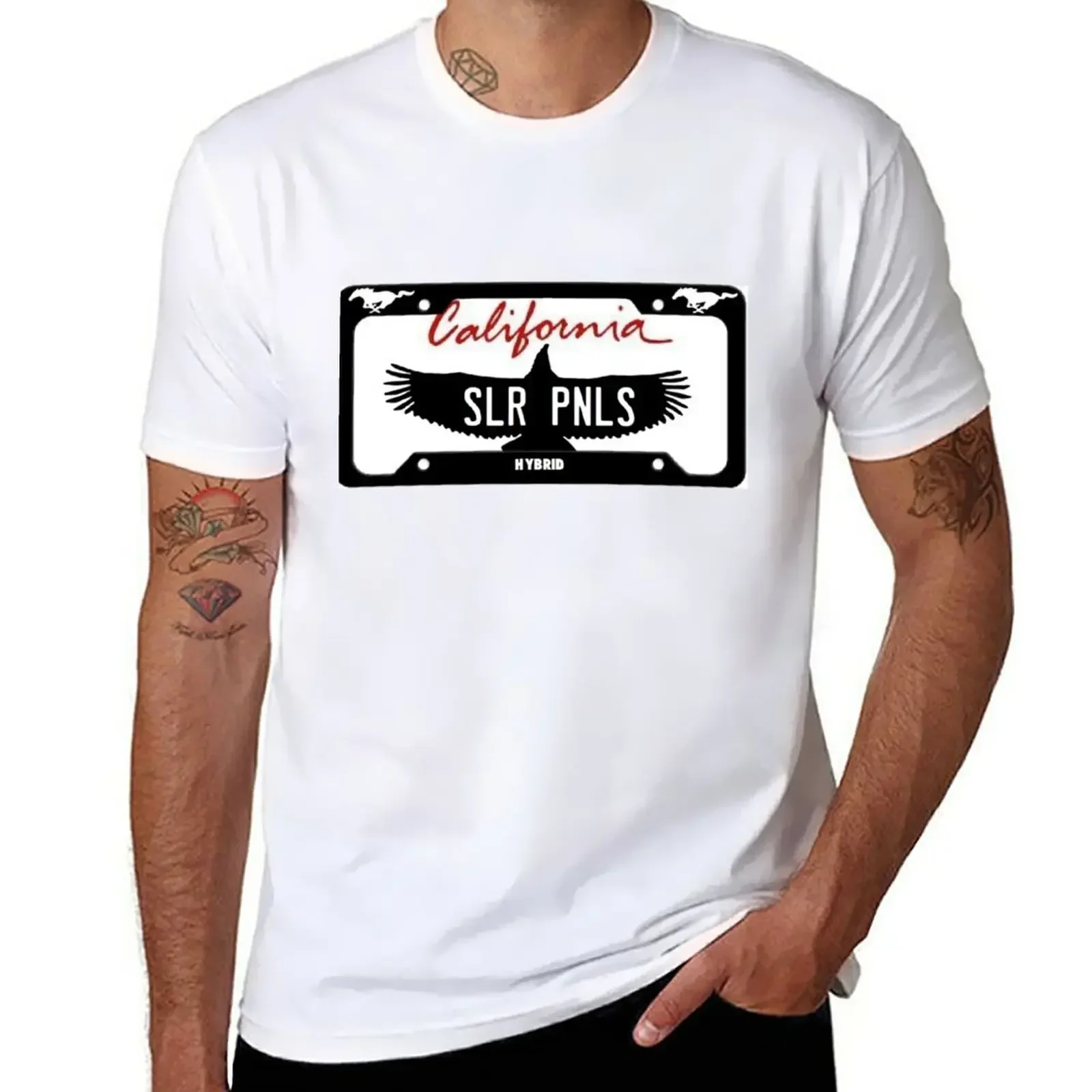 

California SLR PNL license plate T-Shirt blacks summer top boys whites Short sleeve tee men