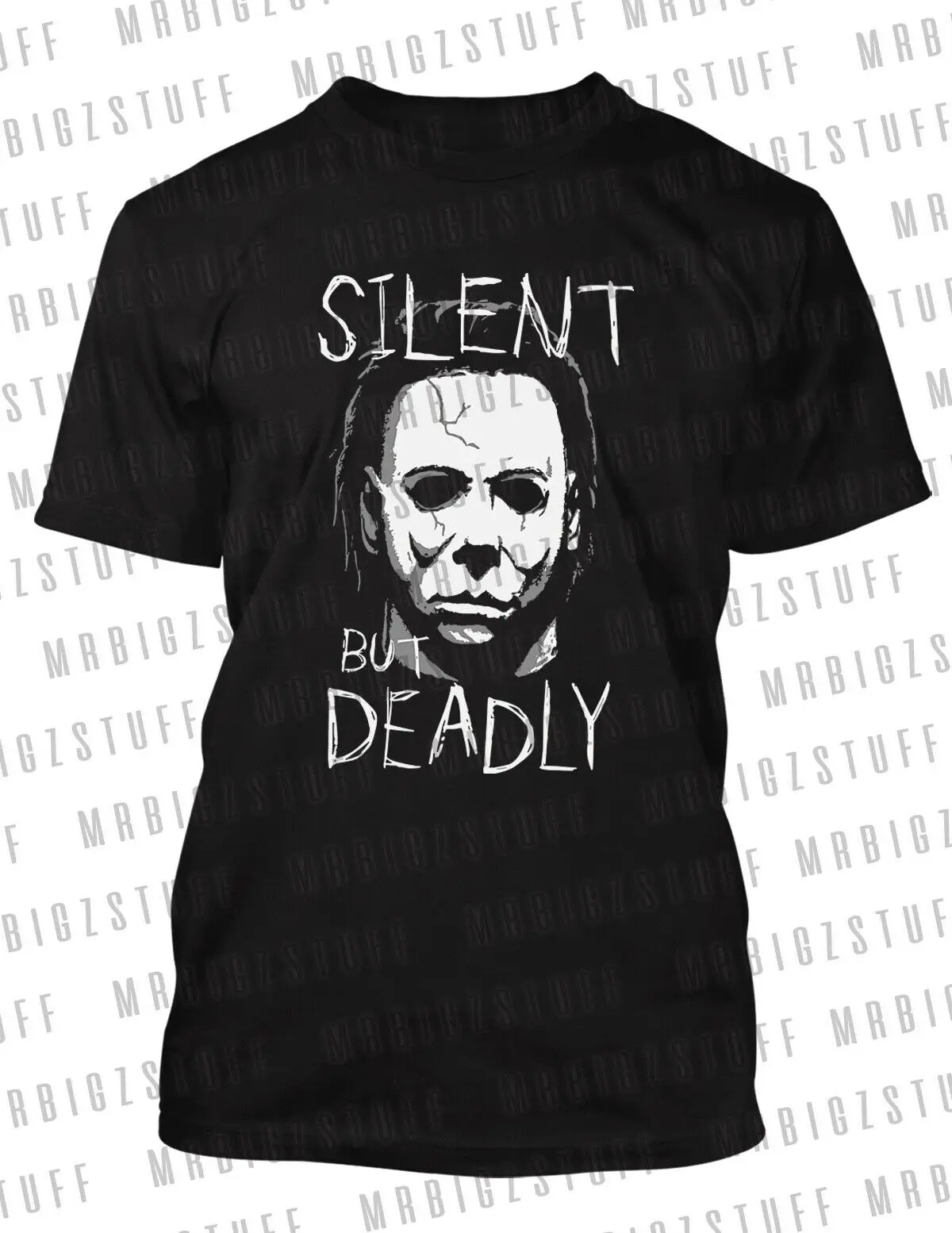 

Halloween Silent but Deadly Tee Shirt Jason Graphic Movie Classic Tee Big Tall