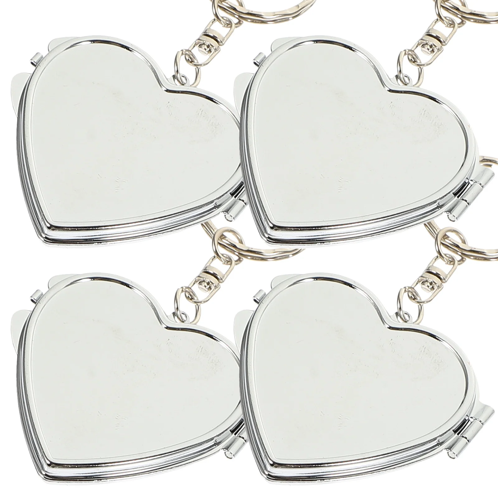 

4Pcs Mini Heart Shape Folding Metal Mirror Keyring Double Sided Portable Pocket Mirror Key Chain DIY Pendant Supplies