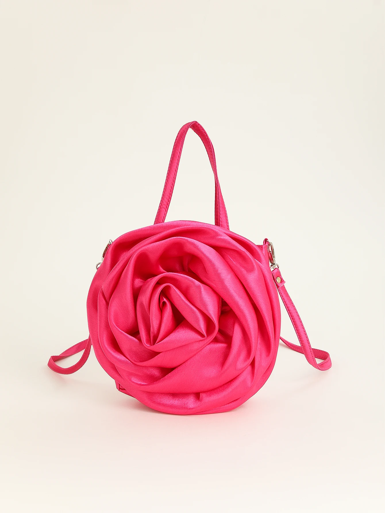 Luxury Rose Handbags Design Silk Pleated Flower Shoulder Bag Women Satin Evening Purse Wedding Party Clutches Female