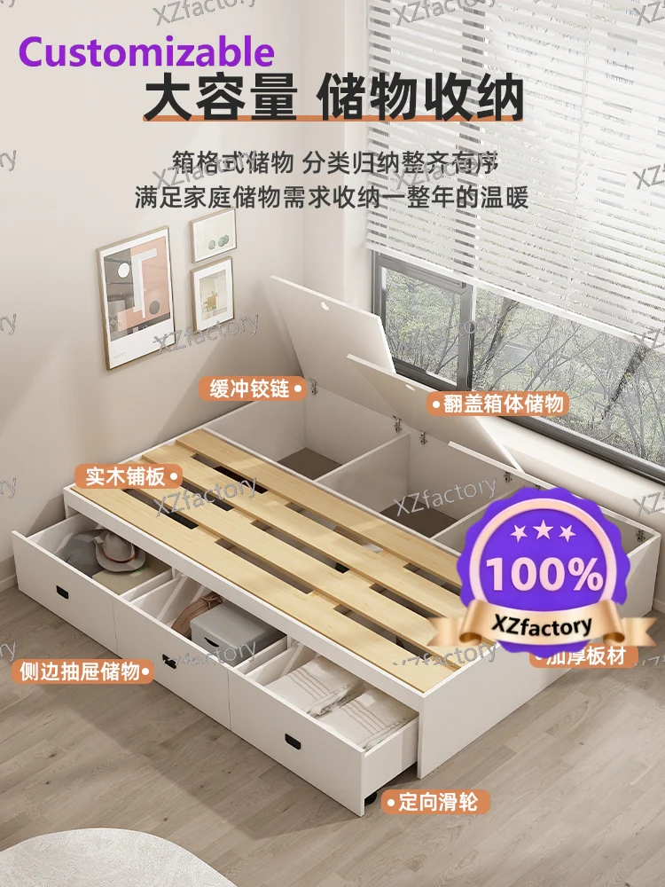 Factory Direct 2026 Top RatedBed 1.8 meters double ， tatami integrated  rental room small apartment single large drawer custom s
