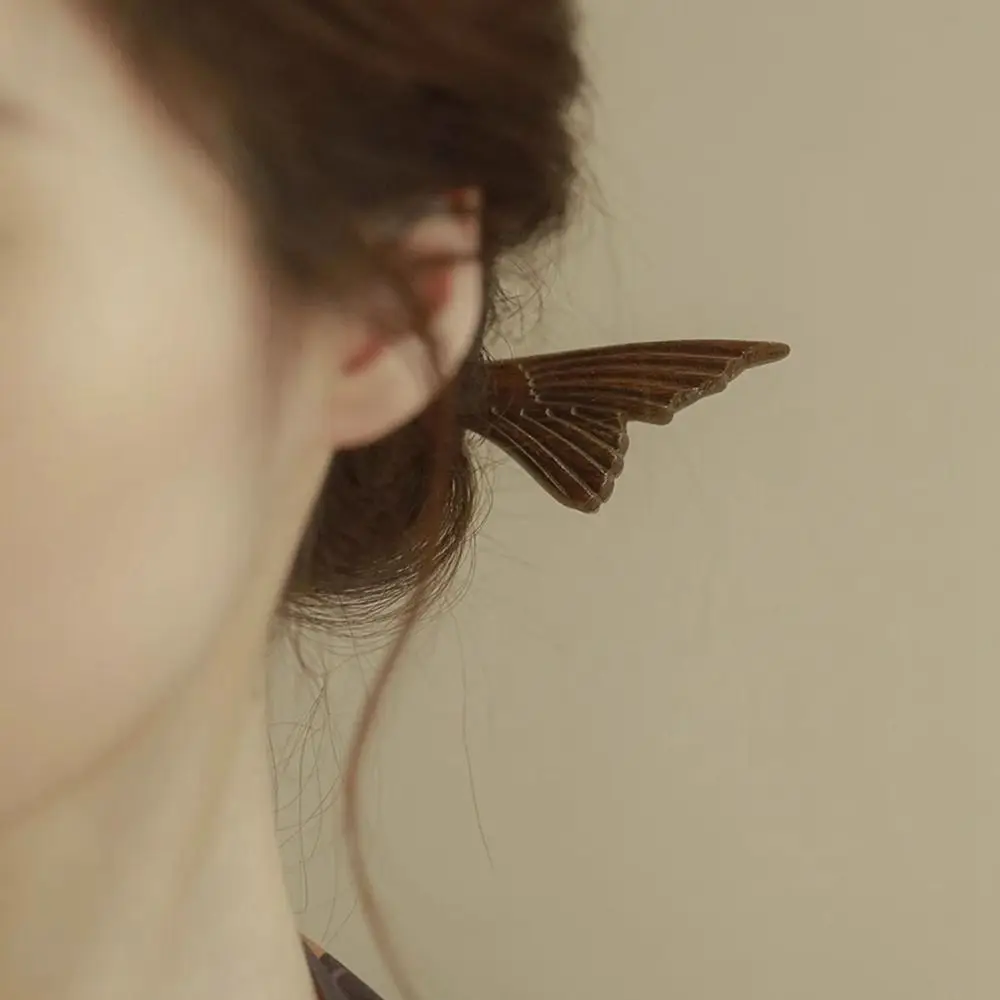 

Classical Wood Wooden Hair Stick Butterfly Cat Chinese Style Hairpin Hair Sticks for Buns Animals Hanfu Headwear Women