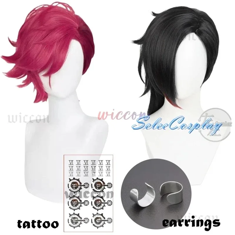 

Game LOL Arcane Vi Cosplay Wig VI 30cm Deep Rose Black Short Heat Resistant Synthetic Hair Anime Role Play Wigs + Wig Cap