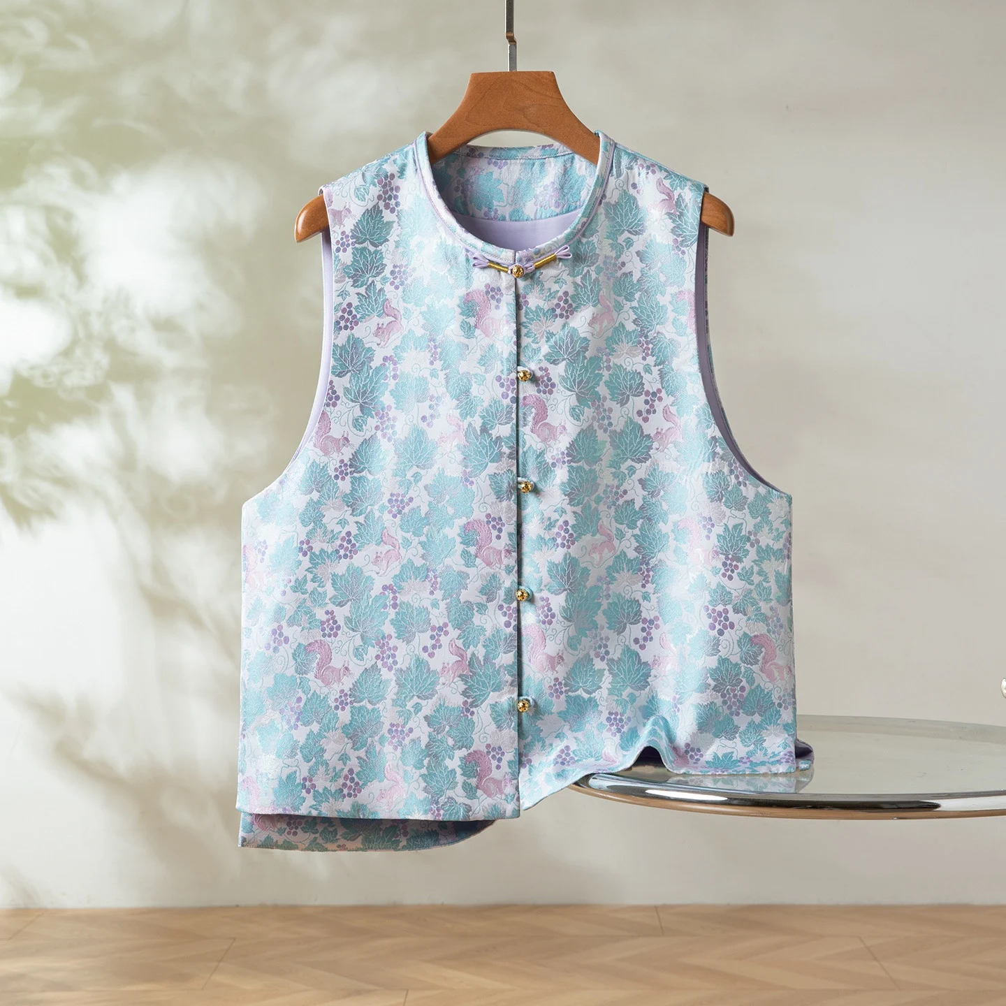 

Silk Spider ape Vest round Ne Women's Sle Traditional Chinese National Faion Outerwear Top Quali Commute S...