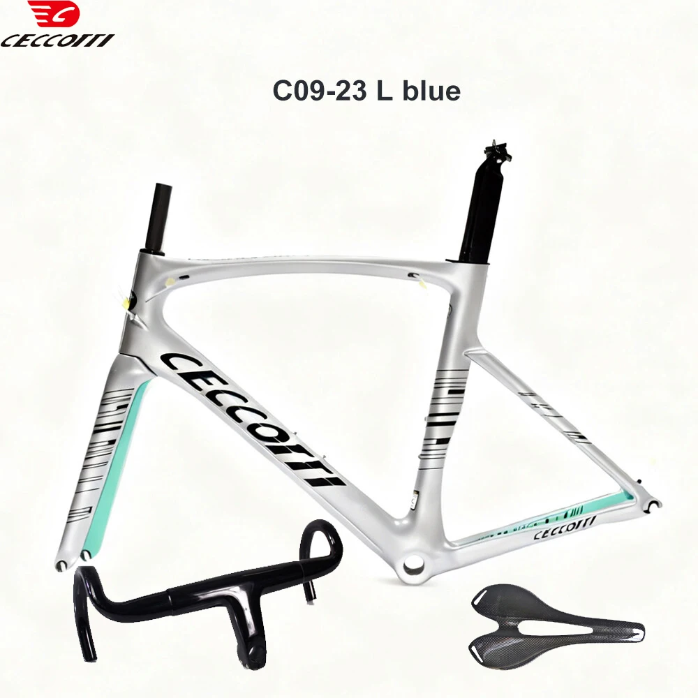 CECCOTTI Road Bike Frame Carbon 49/52/54/56/58cm BSA V Brake Ultra Light Weight Seatpost Cycling Parts Bicycle Frameset