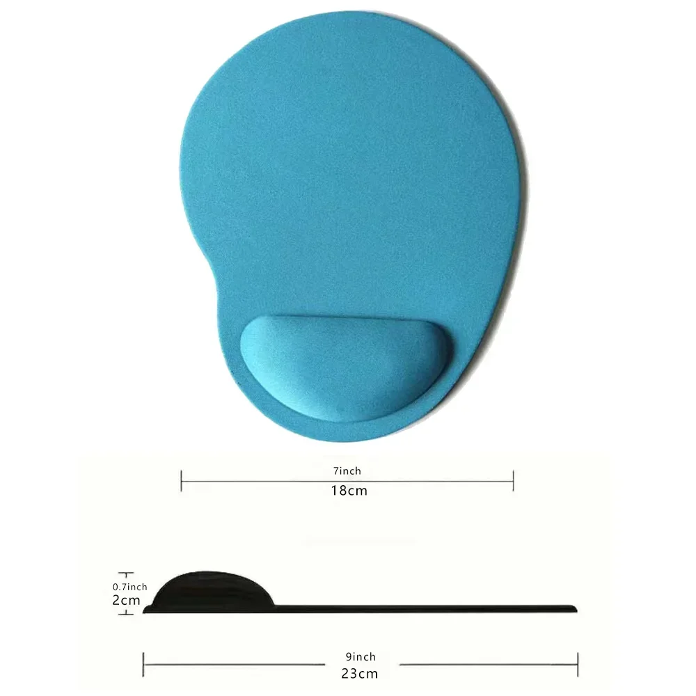 Wrist Mouse Pad Simple Blue Color Comfortable Thick Sponge Desk Mat Printing Friendship Series Office Desk Pad Gaming
