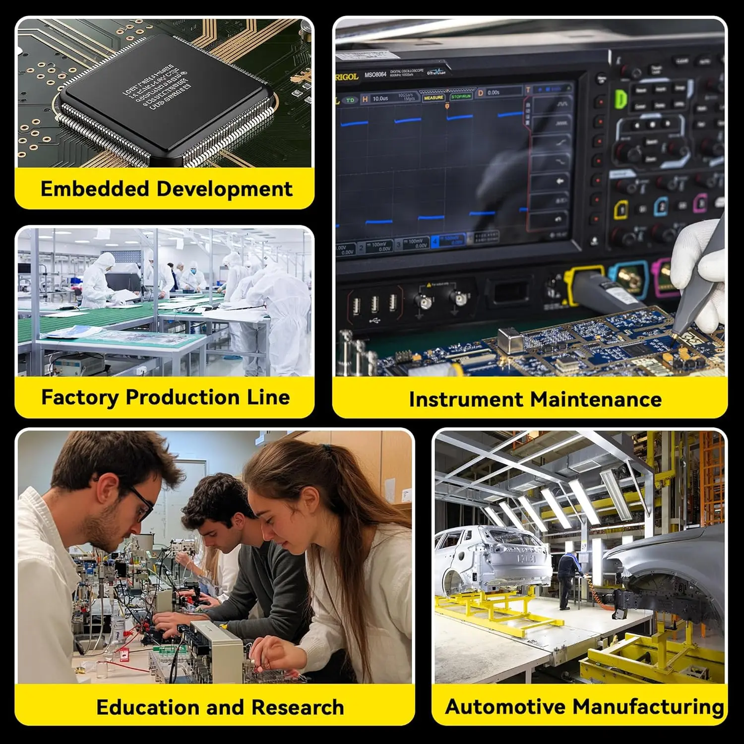 RIGOL DHO802 Digital Oscilloscope 70MHz Frequency Band 12-Bit Vertical Resolution 1.25 GSa/s Sample Rate for Testing Equipment