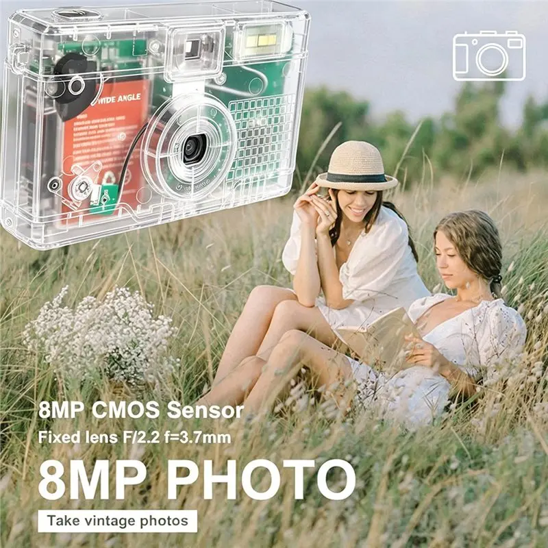 QWE-Retro Style 0.96 Inch Screenless Digital Camera With 8MP Sensor 4 Filters LED Flash Portable Image Stabilization