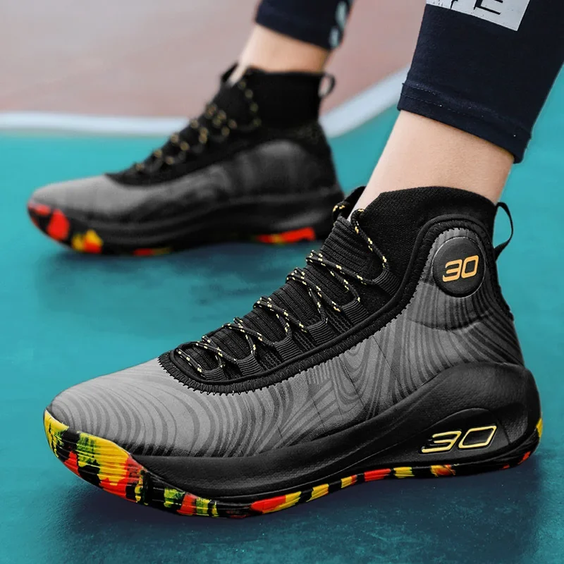 2024 Summer Breathable Anti-Slip Shock Absorbing Boys Basketball Shoes High Top Youth Fashionable and Versatile Sports Shoes