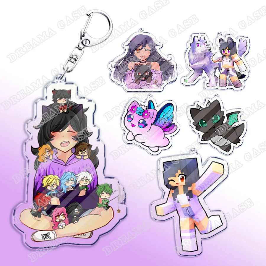 

Cute Cartoon Aphmau Chibi Acrylic Keychains Ring Double-Sided Key Chain Jewelry Fan Love Gifts
