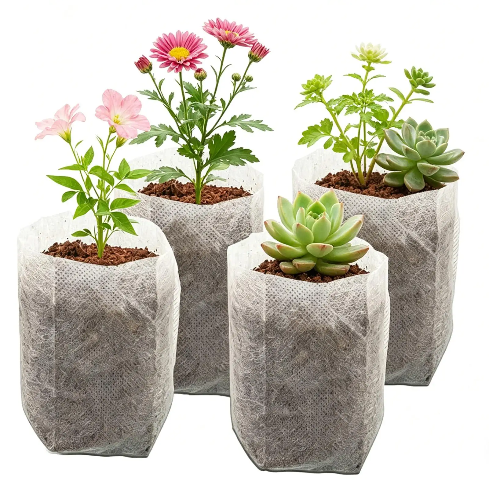 200 Pieces Breathable Seedling Container Seedling Nursery Bags Non-Woven Fabric Seedling Bagsfor Gardeners Growers Greenhouse