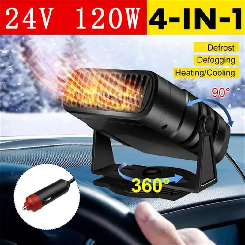 12/24V 200W 2 In 1 Car Heater Windshield Fast Heating Fans Defrost Defogger 360 Degree Rotation Auto Heater Interior Accessories