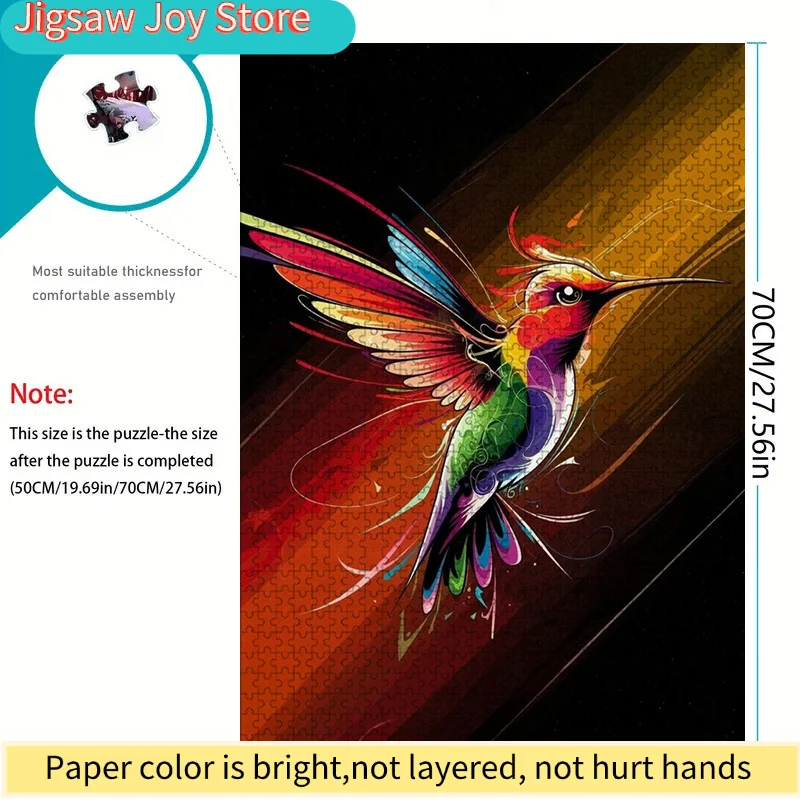 Colorful Hummingbird Art Jigsaw Puzzle Family Interaction & Fun Gift, Vibrant Abstract Design, Bird Pattern Challenging & Ent