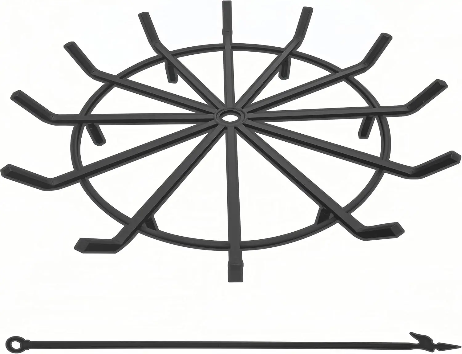36 Inch Wrought Iron Log Grate, Heavy Duty Round Spider Wagon Wheel Firewood Burning Rack Holder for Fire Pit, Fireplace & Stove, 0.9 Inch Bars, 6 Legs, Chimney Hearth Kindling Stacking (36 Inch)
