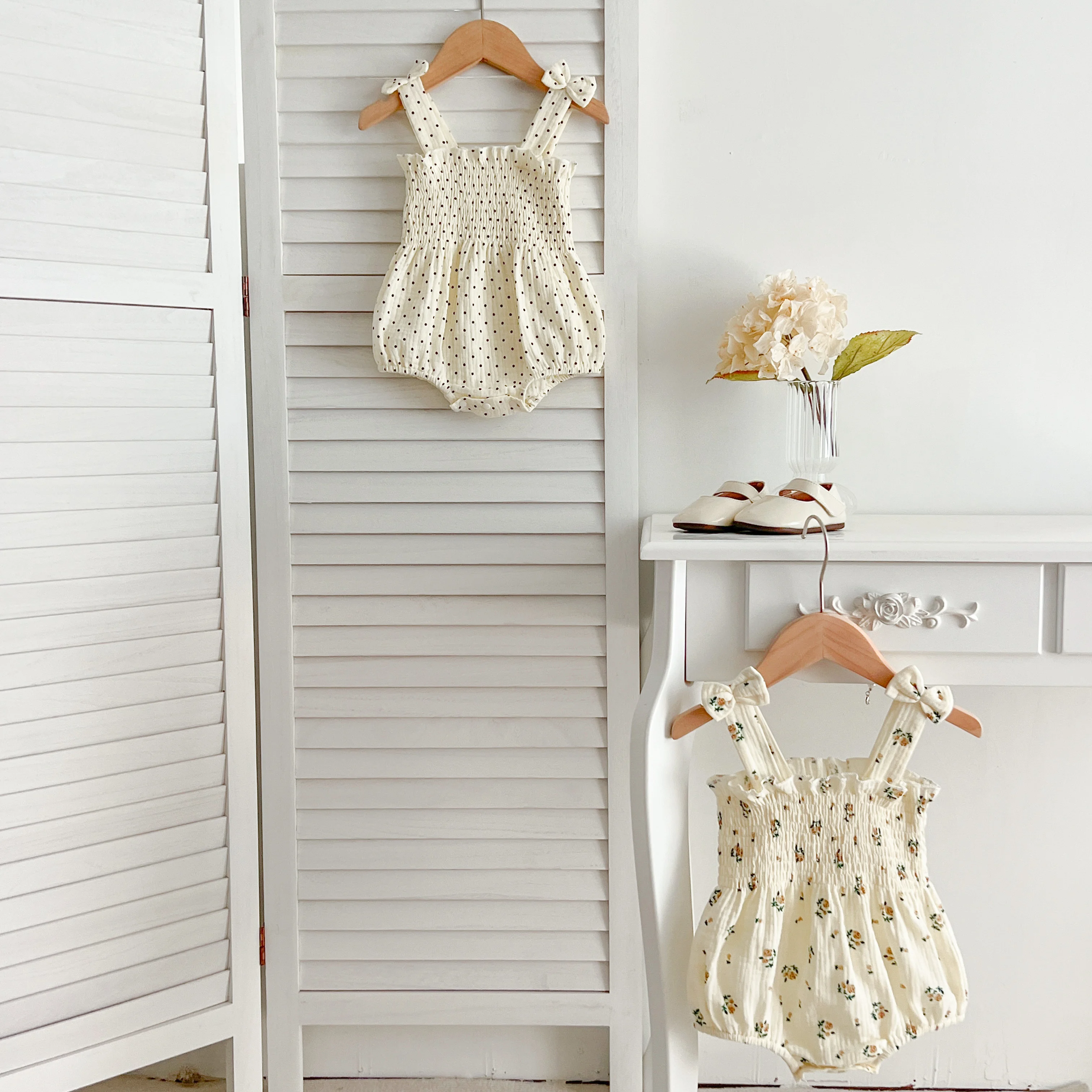 Sommer Outfit Kinder Baby Kleidung Baumwolle Ärmellose Strampler Neugeborene Mädchen Kleidung Kleinkinder Blume Bogen Kinder einteiliges Bodys – Detail 1