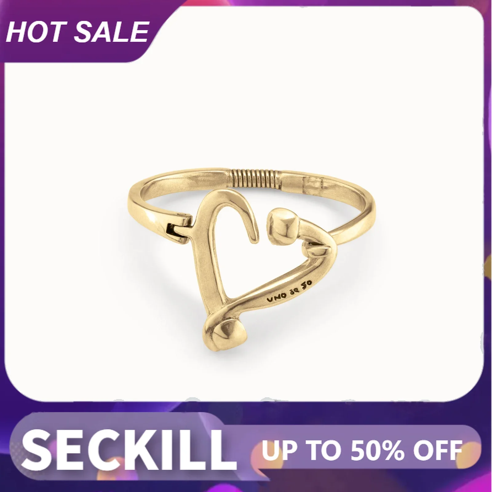 

2024 Original New Product Spain UNO de 50 Jewelry Noble and Elegant Style Gold Heart Bracelet Women's Fashion High Quality Gift