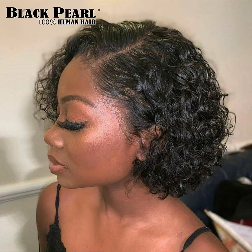 

T Lace Pixie Cut Curly Human Hair Wigs 10 Inches Short Bob Wigs human Hair Brazilian Lace Front Bob Human Hair Wigs For Women