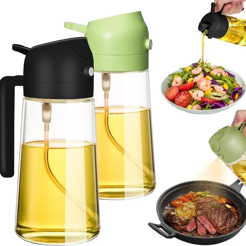 500ml 2 in 1 Spray Oil Dispenser Olive Oil Spray Barbecue Cooking Olive Oil Jar Baking Vinegar Soy Sauce Spray Container