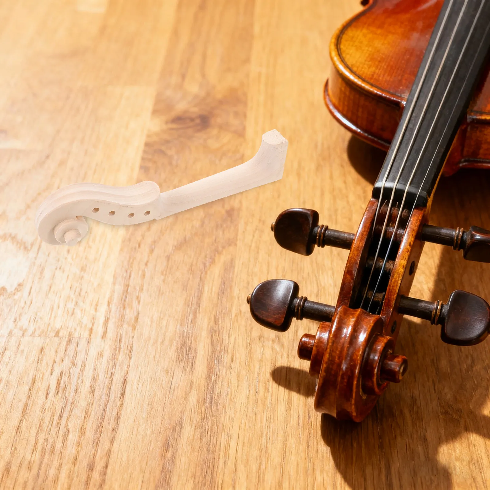 4 4 Violin Neck Blank Maple Unfinished Headstock Luthier Violin Parts Repair Replacement Scroll Carving Making Accessories