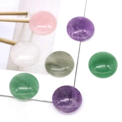 25mm Round Flat Natural Gemstones Cabochon Amethyst Rose Quartz Healing Crystal DIY Earring Pendant Jewelry Making Accessorie
