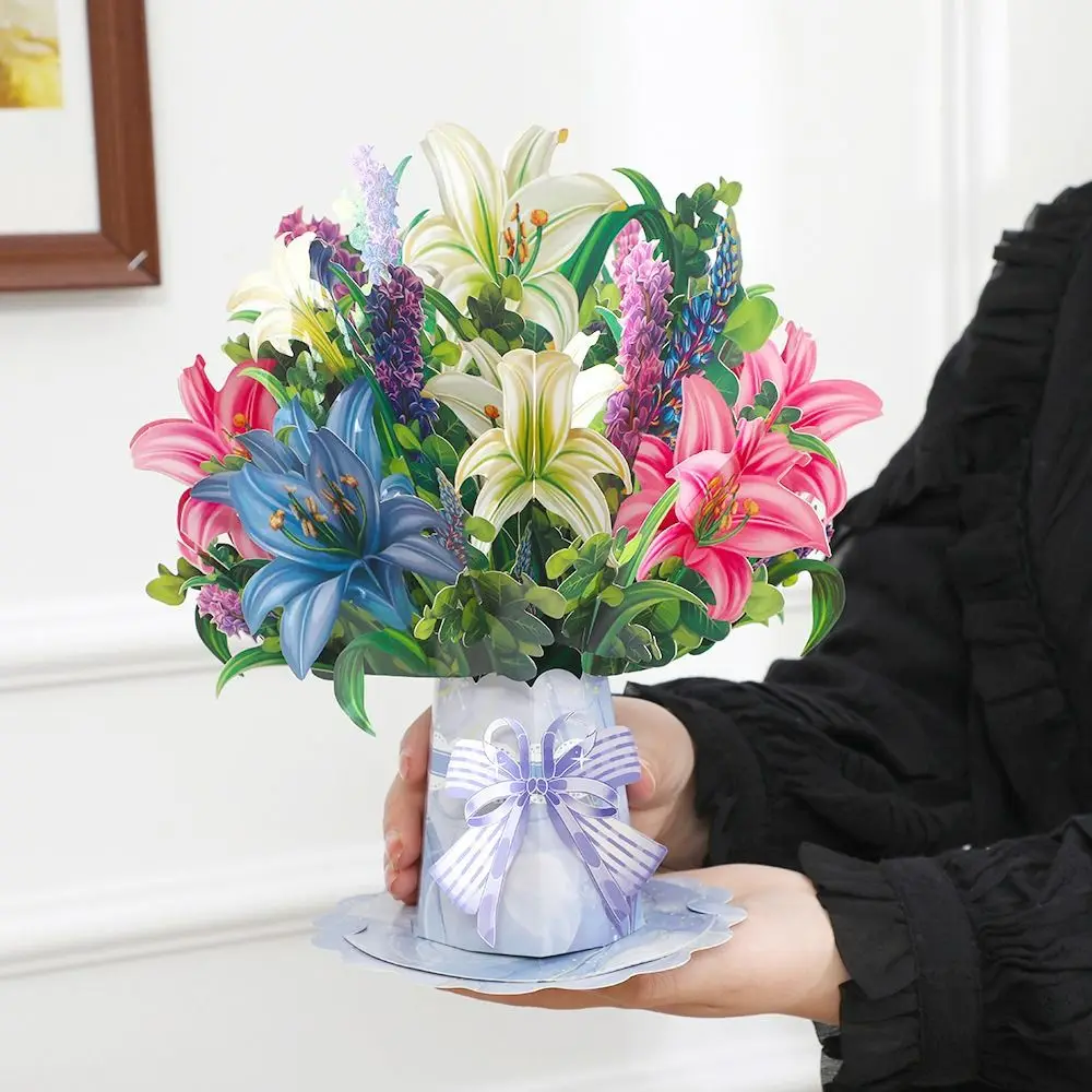 

Carving Flower Mother's Day Birthday Greeting Card Wishing Paper 3D Pop Up Greeting Card Handmade Creative Thank You Card