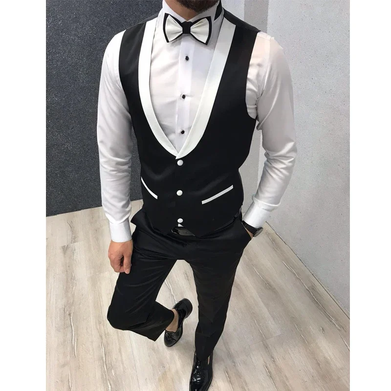 男性用単色ブラックベスト,男性用フィットスーツ,男性用コート,ウエストコート,結婚式の服,1ユニット