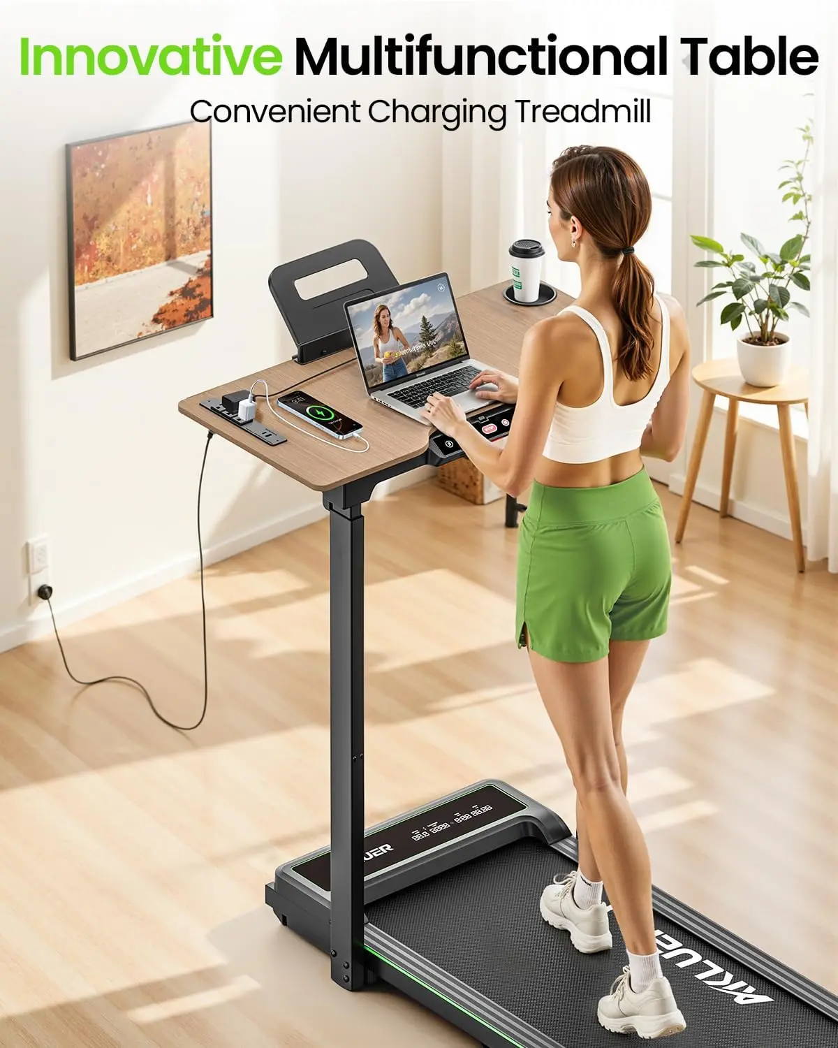 US Stock Foldable Electric Walking Pad Treadmills LED Screen Fitness Equipment Home Use Running Desk Dropshipping