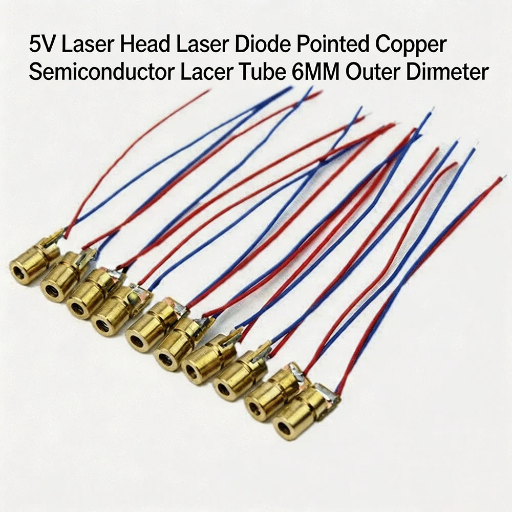 Lot de 10 mini-pointeurs laser à diode rouge 5V 6MM, module réglable avec tête en cuivre, circuit de visée laser pour l'électronique