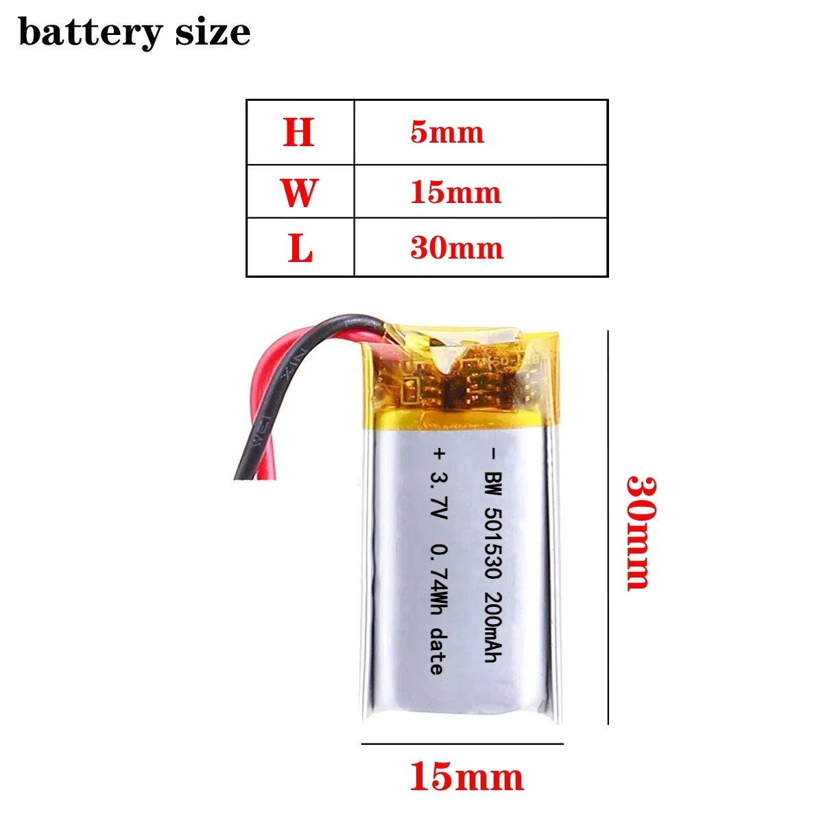1-10pcs 501530 Battery 200mAh 3.7V Lithium Polymer Battery for GPS Smart Watch Flashlight Electric Toy Speaker Headset