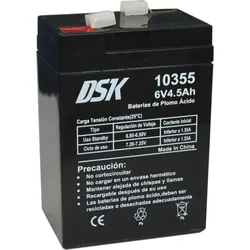 Batería Plomo DSK 10355 6V 4.5Ah Tecnología Sellado AGM