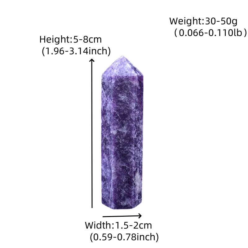 1pc 50-80mm Natural Lapidolite Polished Crystal Point Healing Hexagonal Obelisk Purple Quartz Tower Ornament for Home Decoration