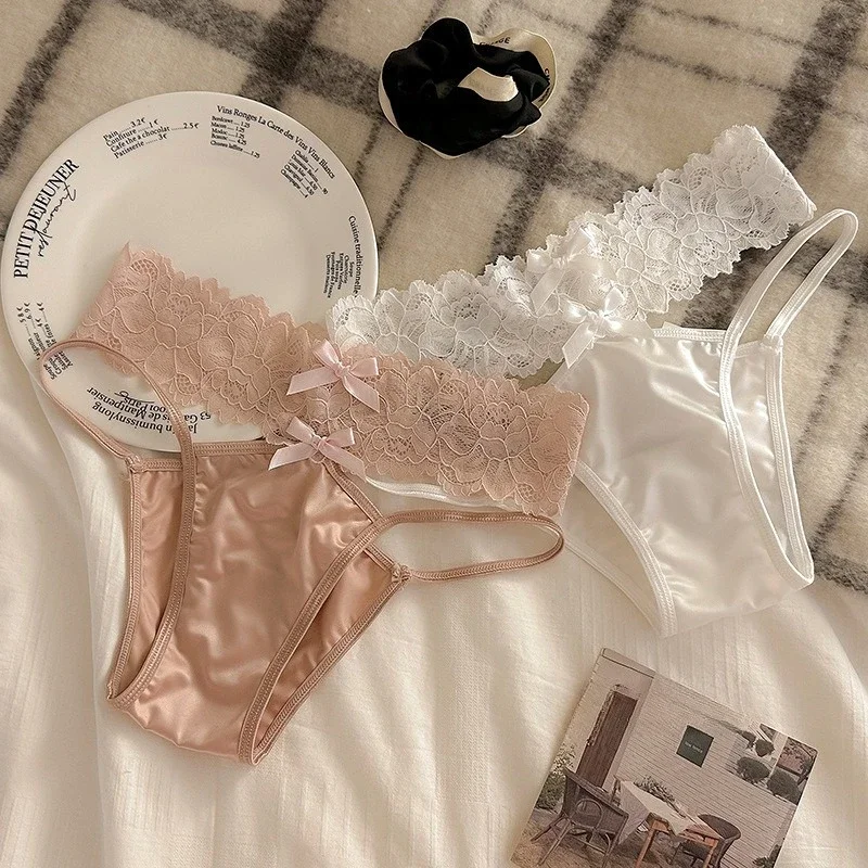 

Low Waist Cross Hollow Breathable Underwear with Sexy Lace Design for Women Japanese Style Triangle Pants for Sweet Girls Skin
